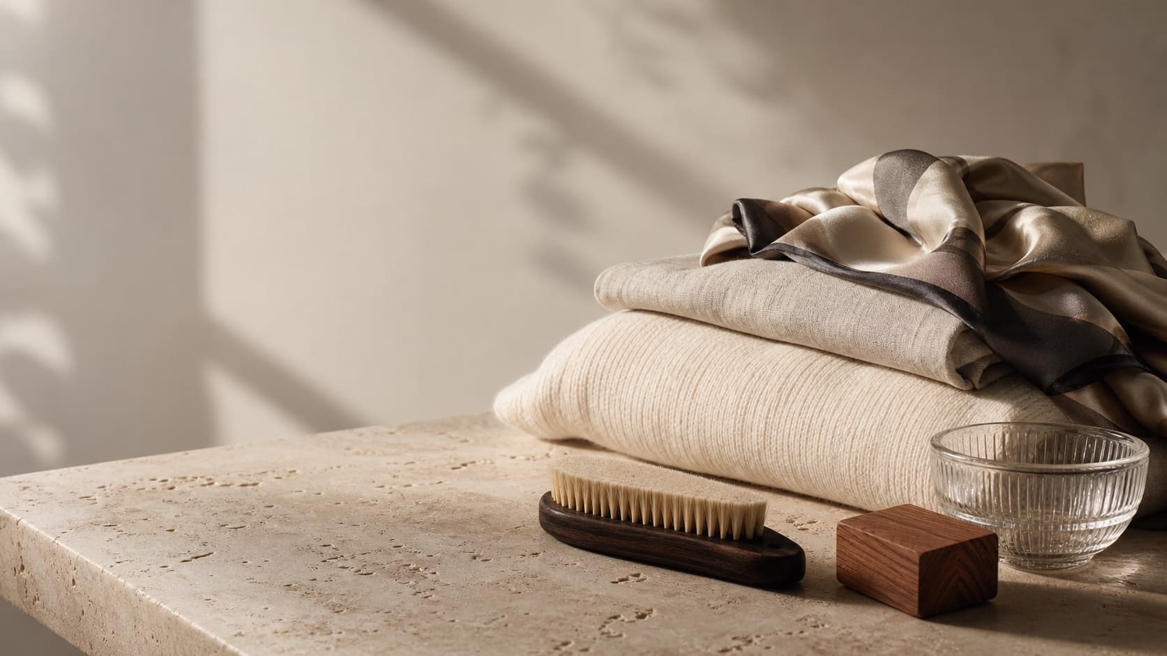 Fine knitwear, silk and garment care tools in the Stefanel care atelier